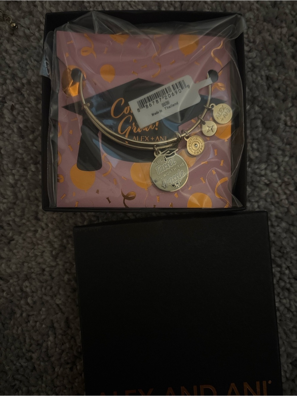 Alex and Ani Gold Charm Bangle with Engraved Medallion